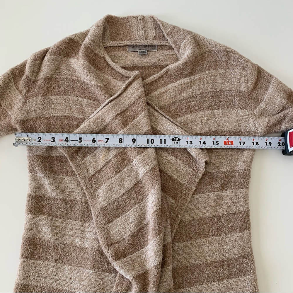 Barefoot dreams bamboo chic lite tan stripe sweater cardigan size S/M - Picture 7 of 7